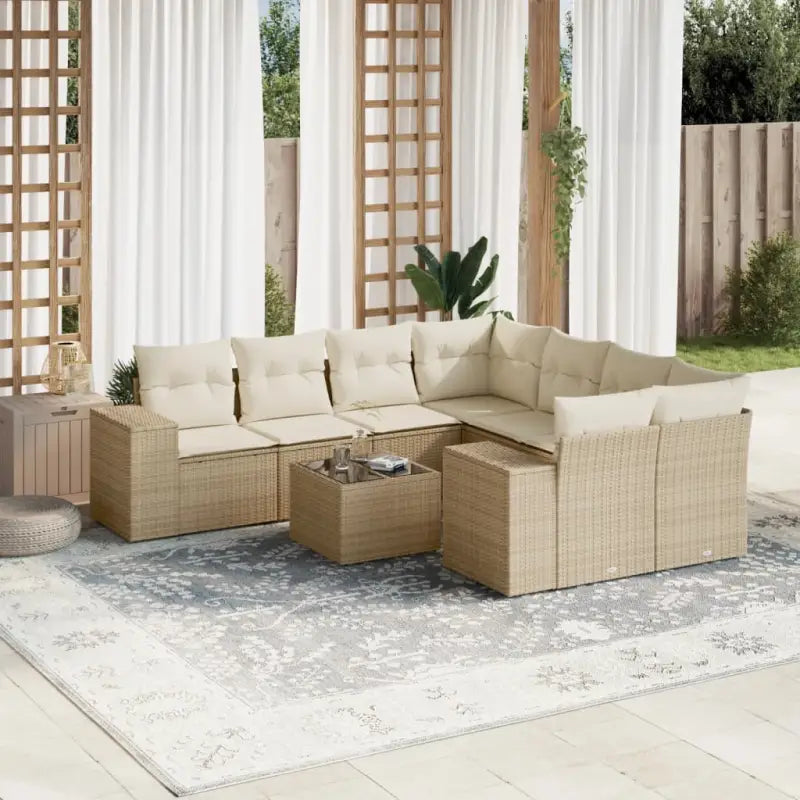 Lounge Tuinset met beige materiaal en gepoedercoat staal afmetingen - beige en crèmekleurig - Tuinsets