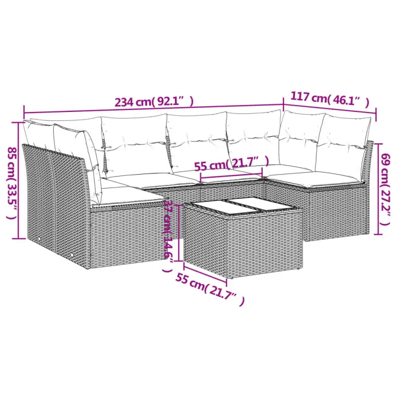 Lounge tuinset met beige materiaal en gepoedercoat staal afmetingen - Tuinsets