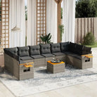 Lounge tuinset met beige materiaal en gepoedercoat staal - Grijs / Met tafel - Tuinsets