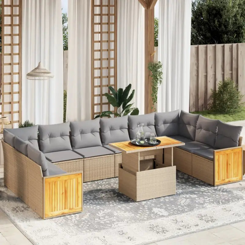 Lounge Tuinset met beige materiaal en gepoedercoat staal - Beige en grijs - Tuinsets