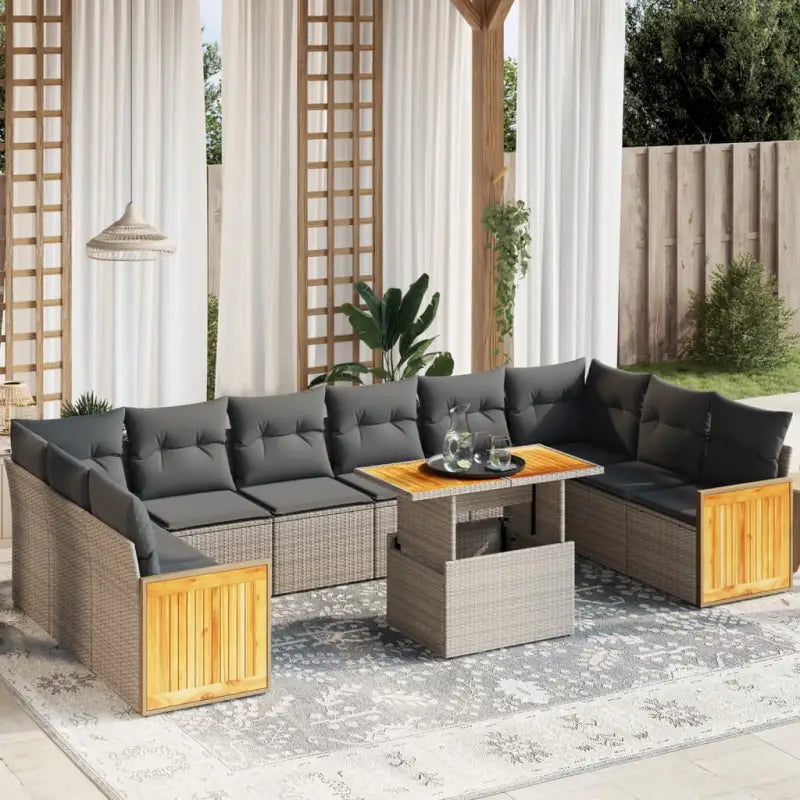 Lounge Tuinset met beige materiaal en gepoedercoat staal - Grijs - Tuinsets