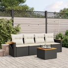 Lounge tuinset met beige materiaal en gepoedercoat staal voor buiten - Zwart en crème / Met tafel - Tuinsets
