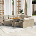 Lounge tuinset met beige materiaal en gepoedercoated staal afmetingen - beige en crèmekleurig / met opbergruimte