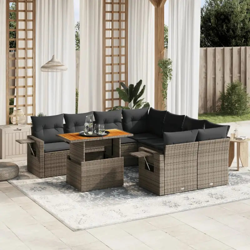Lounge tuinset met beige materiaal en gepoedercoated staal afmetingen - Grijs / zonder opbergruimte - Tuinsets