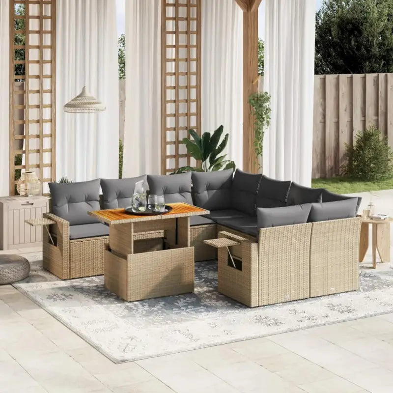 Lounge tuinset met beige materiaal en gepoedercoated staal afmetingen - Beige en grijs / zonder opbergruimte - Tuinsets