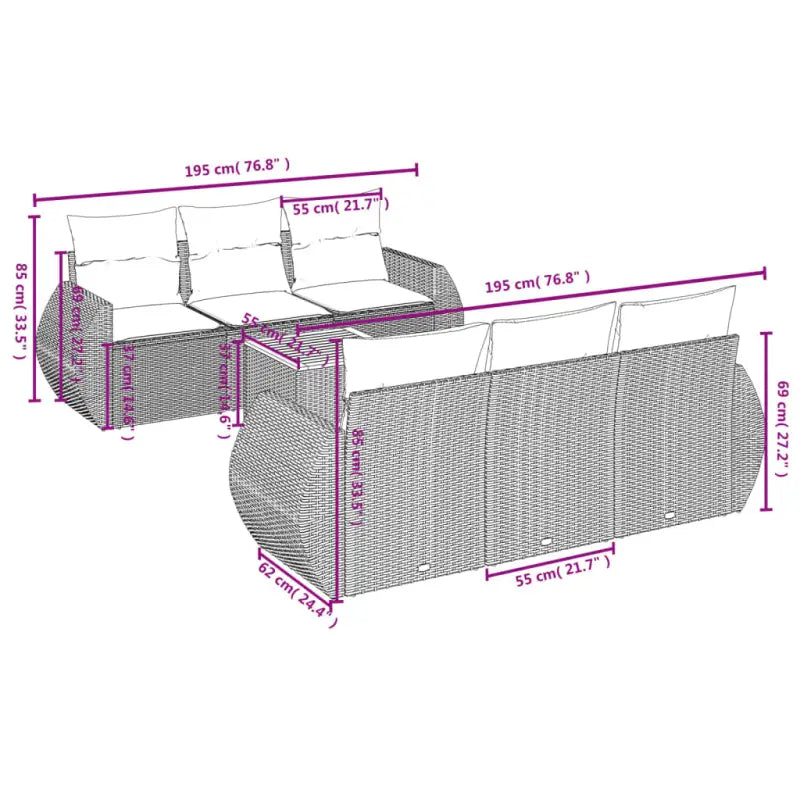 Lounge tuinset met beige materiaal en gepoedercoated staal afmetingen - Tuinsets