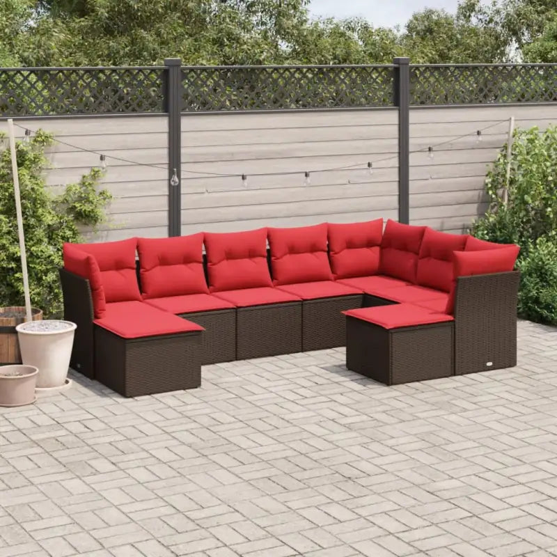 Lounge Tuinset met Bruin Gepoedercoat Staal en Waterdichte Tas - Bruin en rood / Zonder tafel - Tuinsets