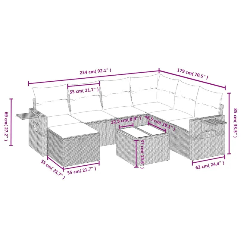 Lounge tuinset met bruin materiaal en gepoedercoat staal afmetingen - Tuinsets