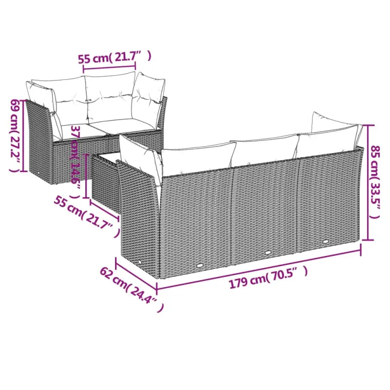 Lounge tuinset met bruin materiaal en gepoedercoat staal afmetingen - Bruin en rood - Tuinsets
