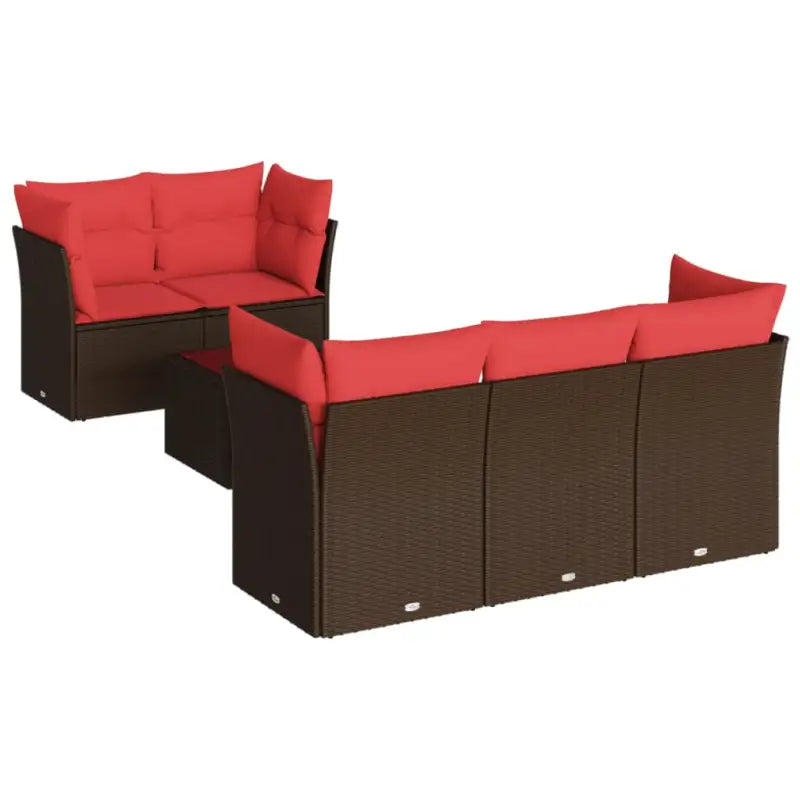 Lounge tuinset met bruin materiaal en gepoedercoat staal afmetingen - Bruin en rood - Tuinsets