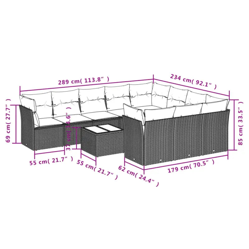 Lounge tuinset met bruin poly rattan en gepoedercoat staal - Tuinsets