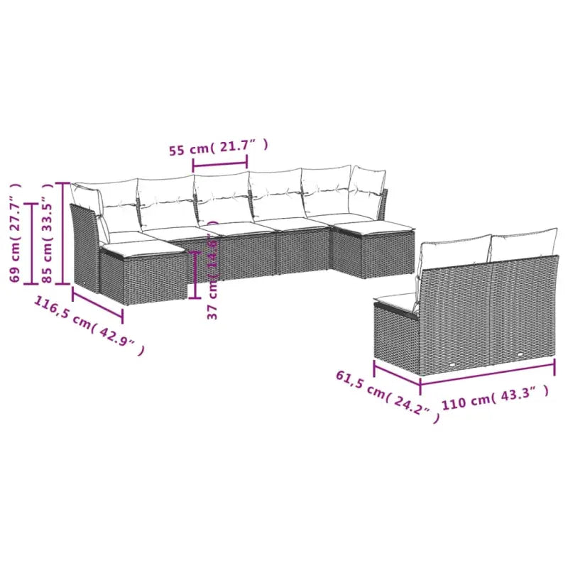 Lounge tuinset met gepoedercoat staal en beige materiaal - Tuinsets