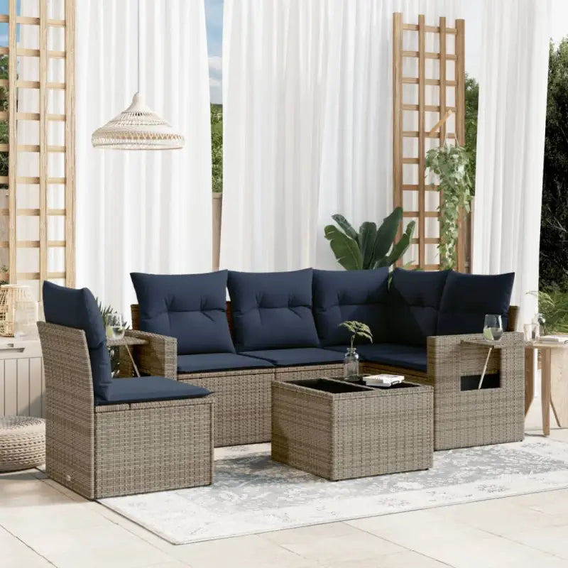 Lounge Tuinset met Gepoedercoat Staal en Waterdichte Tas - Grijs en blauw / Met tafel - Tuinsets