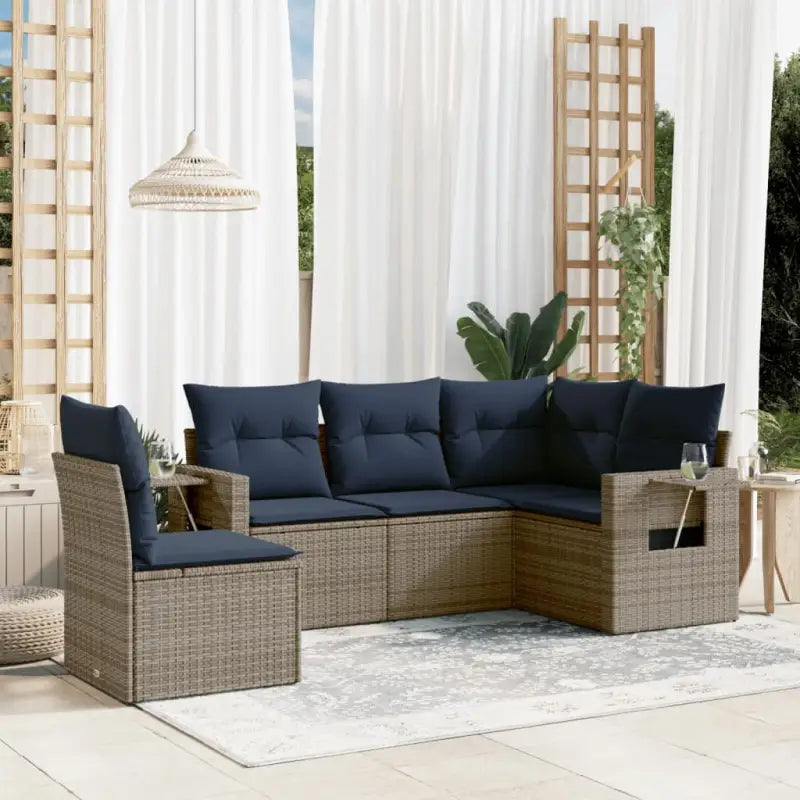 Lounge Tuinset met Gepoedercoat Staal en Waterdichte Tas - Grijs en blauw / Zonder tafel - Tuinsets