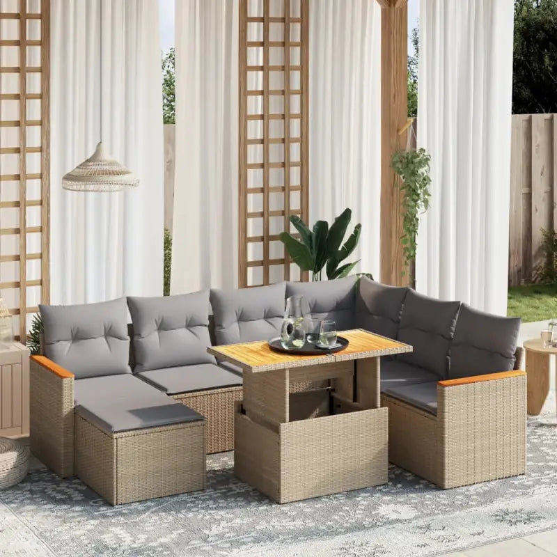 Lounge tuinset met grijs materiaal en gepoedercoat staal afmetingen - Beige en grijs - Tuinsets
