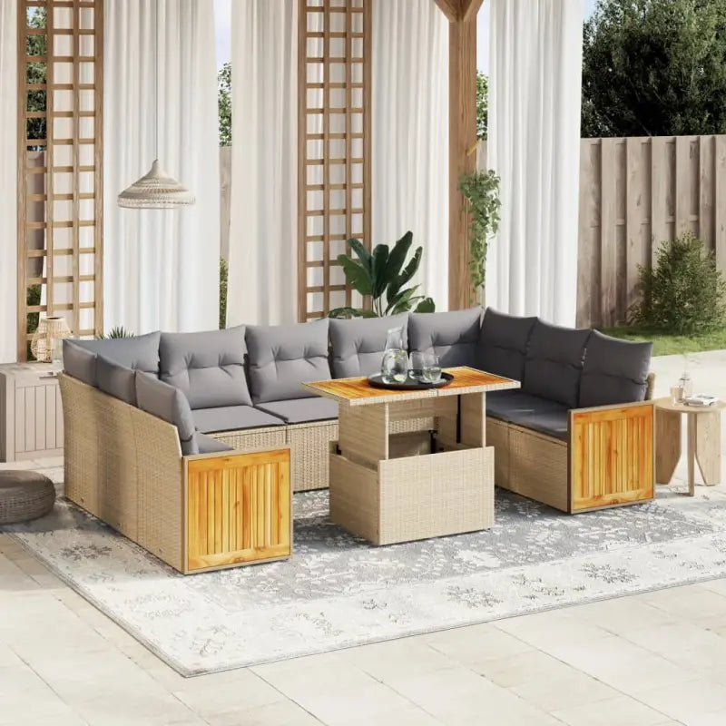 Lounge tuinset met grijs materiaal en gepoedercoat staal slimme afmetingen - Beige en grijs / zonder opbergruimte