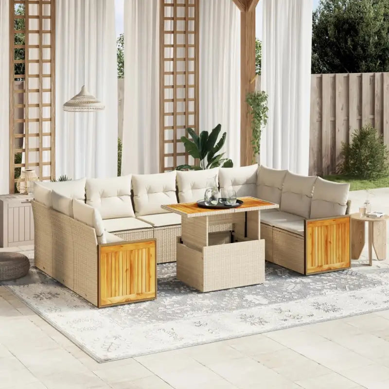 Lounge tuinset met grijs materiaal en gepoedercoat staal slimme afmetingen - beige en crèmekleurig / zonder