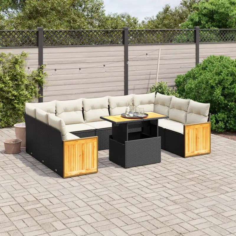 Lounge tuinset met grijs materiaal en gepoedercoat staal slimme afmetingen - Zwart en crème / zonder opbergruimte