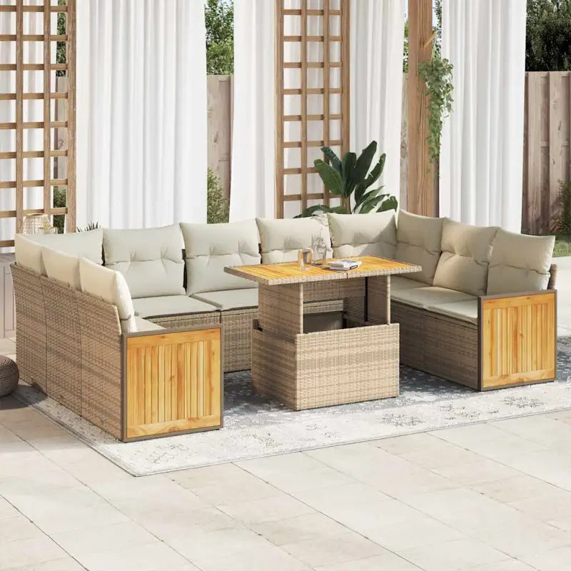 Lounge tuinset met grijs materiaal en gepoedercoat staal slimme afmetingen - beige en crèmekleurig / met opbergruimte