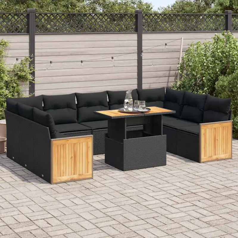 Lounge tuinset met grijs materiaal en gepoedercoat staal slimme afmetingen - Zwart / met opbergruimte - Tuinsets