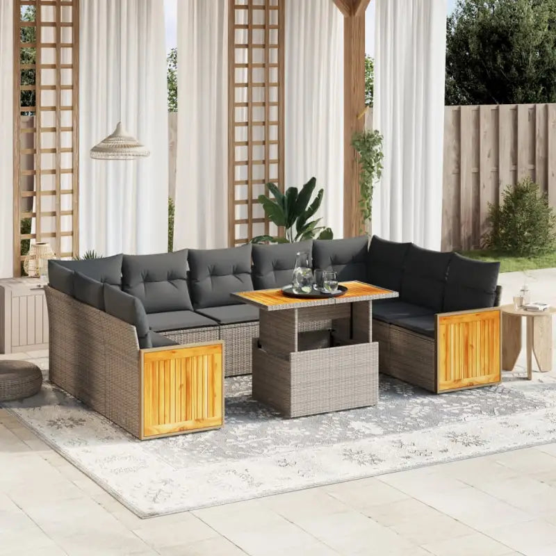 Lounge tuinset met grijs materiaal en gepoedercoat staal slimme afmetingen - Grijs / zonder opbergruimte - Tuinsets