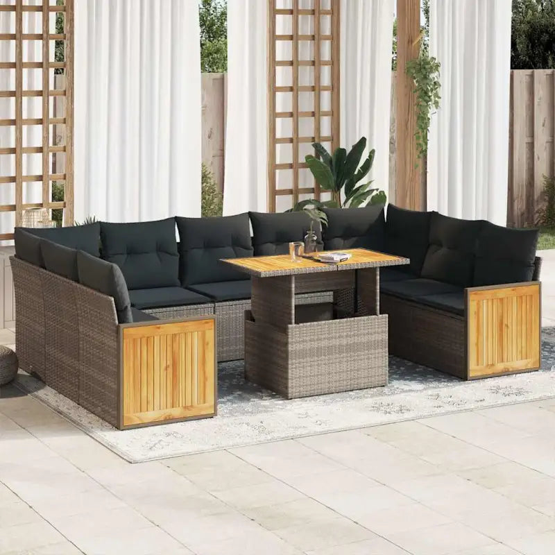 Lounge tuinset met grijs materiaal en gepoedercoat staal slimme afmetingen - Grijs / met opbergruimte - Tuinsets