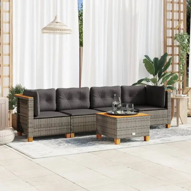 Lounge tuinset met grijs materiaal en natuurlijke olieafwerking - Grijs / Dichtgeweven - Tuinsets