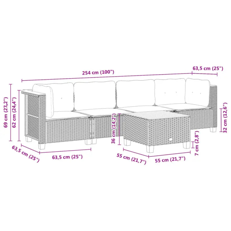 Lounge tuinset met grijs materiaal en natuurlijke olieafwerking - Tuinsets