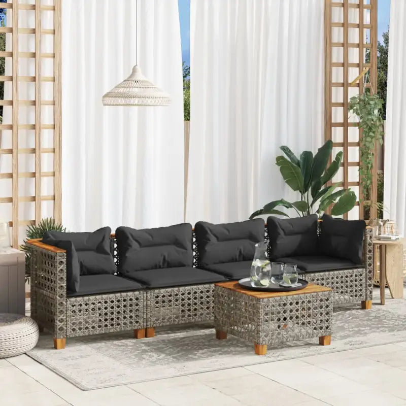 Lounge tuinset met grijs materiaal en natuurlijke olieafwerking - Grijs / Lijngeweven - Tuinsets