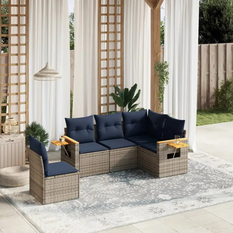 Lounge tuinset met grijs materiaal en waterdichte tas voor buitengebruik - Grijs / Zonder tafel - Tuinsets
