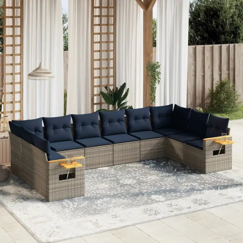 Lounge tuinset met grijs materiaal en waterdichte tas voor buitengebruik - grijs en marineblauw / Zonder tafel