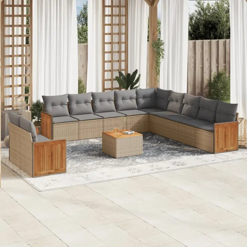 Lounge tuinset met grijs materiaal en waterdichte zak van gepoedercoat staal - Beige en grijs / Met tafel - Tuinsets