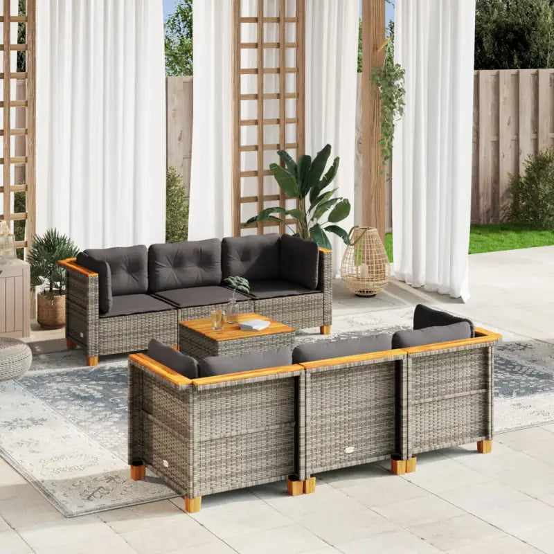 Lounge tuinset met natuurlijke olieafwerking en beige materiaal - Grijs / Dichtgeweven - Tuinsets