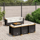 Lounge tuinset met natuurlijke olieafwerking en beige materiaal - Zwart / Dichtgeweven - Tuinsets