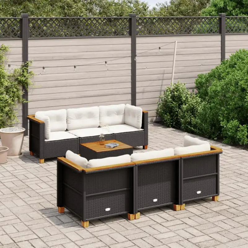 Lounge tuinset met natuurlijke olieafwerking en beige materiaal - Zwart / Dichtgeweven - Tuinsets