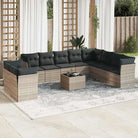Lounge Tuinset met poly rattan en beige materiaal voor buitengebruik - Lichtgrijs / Met tafel - Tuinsets