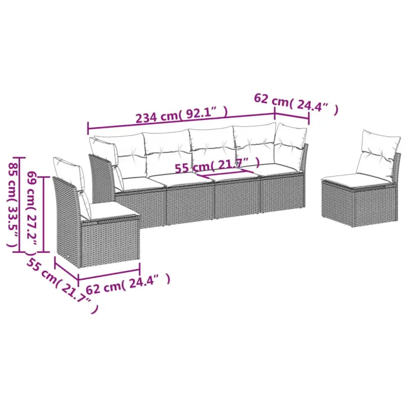 Lounge tuinset met poly rattan en comfortabele zitervaring in gepoedercoat staal - Tuinsets