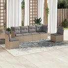 Lounge tuinset met poly rattan en comfortabele zitervaring in gepoedercoat staal - Beige en grijs / Zonder tafel
