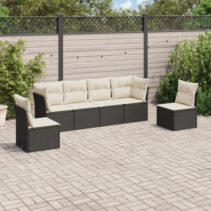 Lounge tuinset met poly rattan en comfortabele zitervaring in gepoedercoat staal - Zwart en crème / Zonder tafel