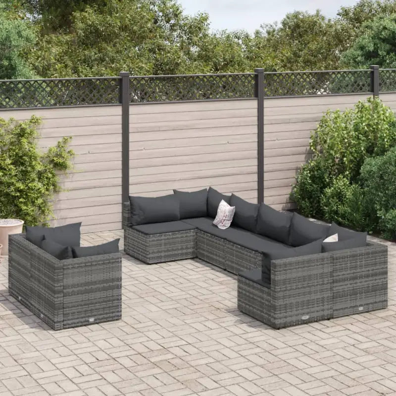 Lounge tuinset met poly rattan en gepoedercoat staal afmetingen - Grijs - Tuinsets