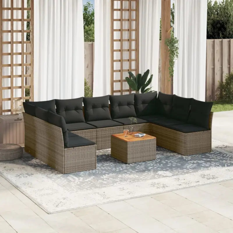 Lounge Tuinset met Poly Rattan en Gepoedercoat Staal Afmetingen - Grijs - Tuinsets
