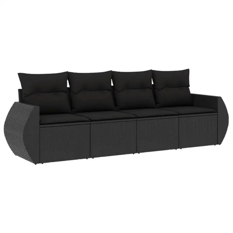 Lounge tuinset met poly rattan en gepoedercoat staal in zwart materiaal - Tuinsets