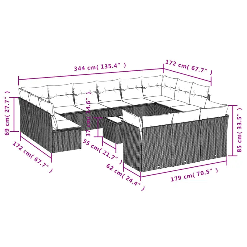 Lounge tuinset met poly rattan en grijs materiaal voor buiten - Beige en grijs / Met tafel - Tuinsets