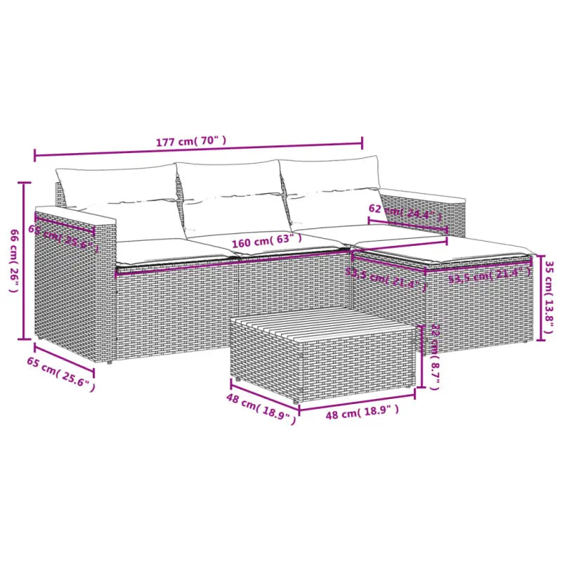 Lounge Tuinset met wasbare hoes en gepoedercoat staal in bruin materiaal - Tuinsets