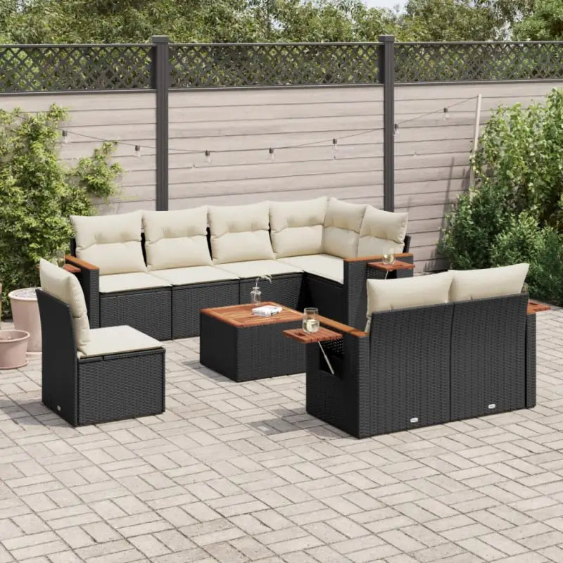 Lounge tuinset met waterdichte tas en beige materiaal van gepoedercoat staal - Zwart en crème / Met tafel - Tuinsets