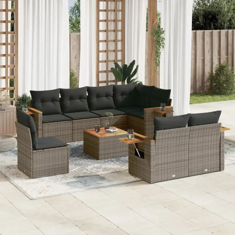Lounge tuinset met waterdichte tas en beige materiaal van gepoedercoat staal - Grijs / Met tafel - Tuinsets
