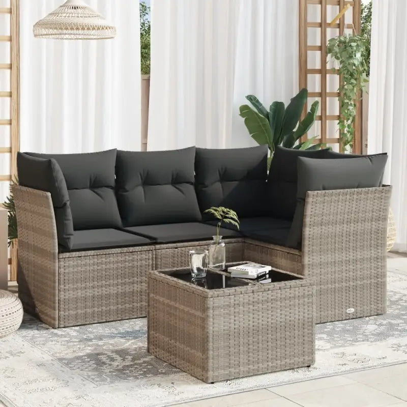 Lounge tuinset met waterdichte tas en beige materiaal van gepoedercoat staal - Lichtgrijs / Met tafel - Tuinsets