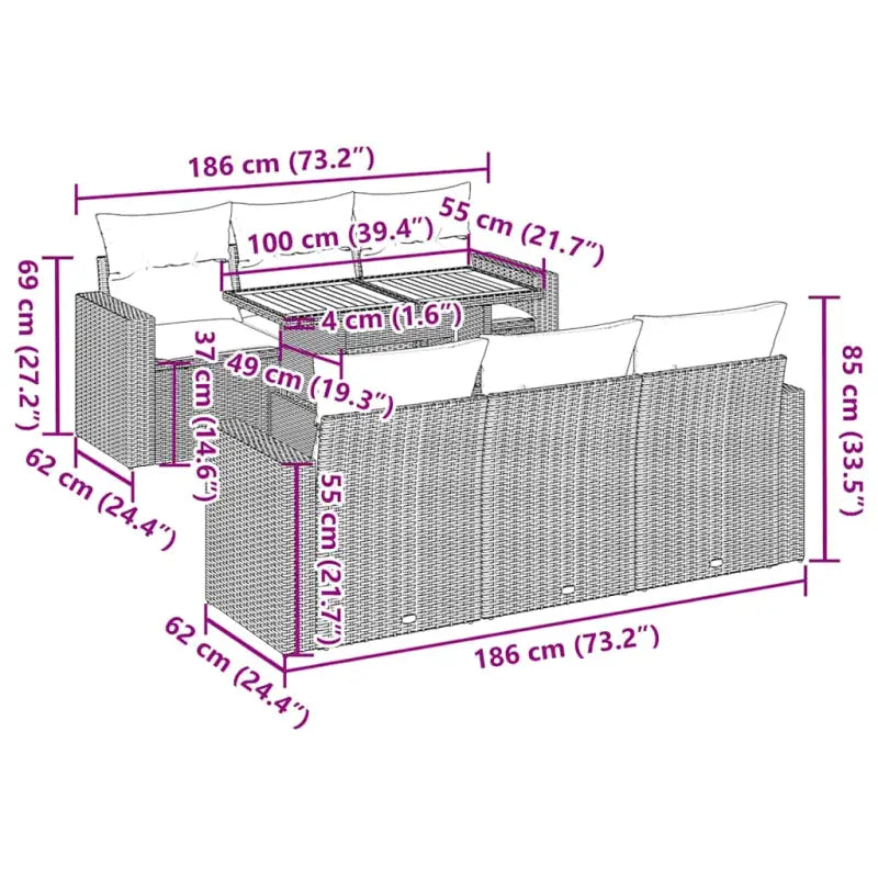 Lounge tuinset met waterdichte tas en beige materiaal van gepoedercoat staal - Tuinsets