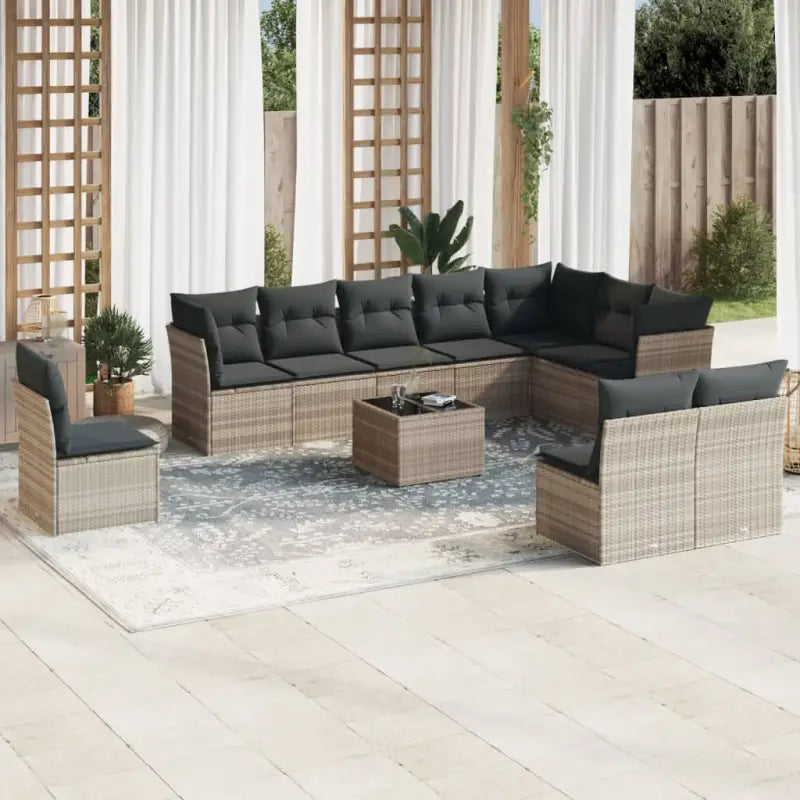 Lounge tuinset met waterdichte tas en beige materiaal van gepoedercoat staal - Lichtgrijs / Met tafel - Tuinsets
