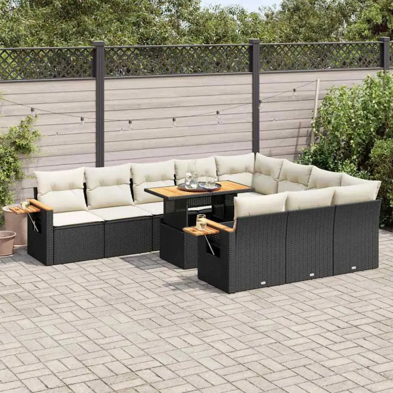 Lounge tuinset met waterdichte tas en beige materiaal op gepoedercoat staal - Zwart en crème - Tuinsets